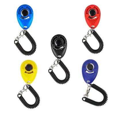 China New Dog Trainning Pet Products Pet Cat Dog Training Clicker Plastic Dogs Click Trainer Aid Adjustable Wrist Strap Dog Sound Head Chain Reflector for sale