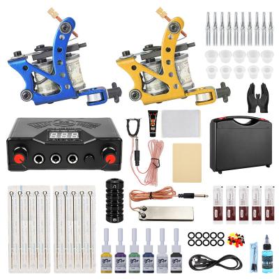 China Full Set High Quality Hot Style Tattoo Machine Set Best Price Dual Machine Professional Tattoo Coil Machine Kit for sale