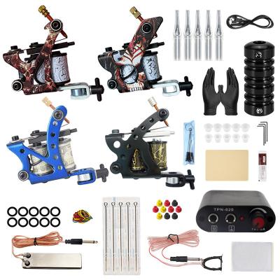 China Hot Selling Full Set Four Tattoo Coil Machine Set Full Set High Quality Full Set Coil Tattoo Machine Kit for sale