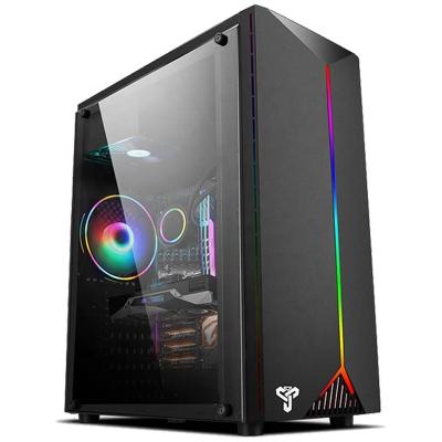 China With Power Supply Tower ATX Computer Case Aluminum Alloy Acrylic Desktop Computer Mid Case Contracted Gamer PC Gaming Case for sale