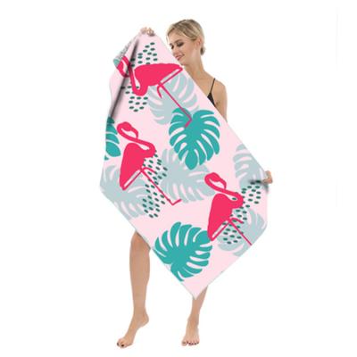 China Flamingo Free Double Sand QUICK DRY Velor Proof Screening UV Rays Travel Rack Bath Blanket Outdoor Beach Towel for sale