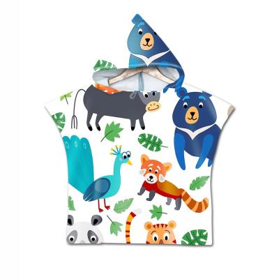 China Super Absorbent QUICK DRY No MOQ Cartoon Design Hooded Beach Towel Changing Poncho Surf Poncho Towel Beach Kids Hooded Towel Ready To Ship for sale