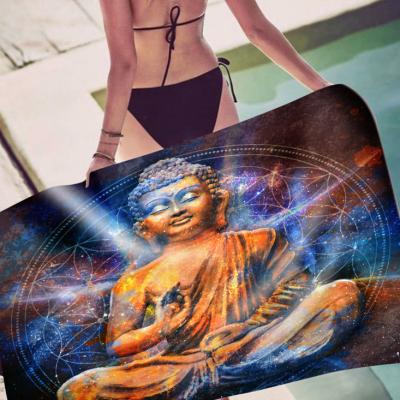 China Design QUICK DRY Sand Buddhism Microfiber Free Beach Towel Buddha Pattern Large Towel For Beach Sunbathing Pool Towel Super Absorbent Beach for sale