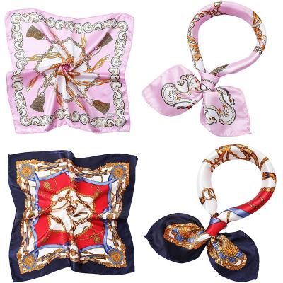 China Small Square Satin Hair Neck Scarf Women Feeling Satin Head Scarf Silk Face Cover Scarves Easy Clean Mixed Head Scarf 19.7 x 19.7 Inches for sale