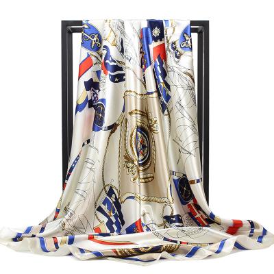 China Silk Ready To Ship 90*90cm Print Romantic Lightweight Women Large Square Shawl Wrap Scarf For Ladies for sale