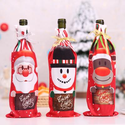 China Christamas Decoration Christmas Decoration Supplies Champagne Wine Gift Bottle Bags Covers Santa Claus Printed Wine Bags for sale