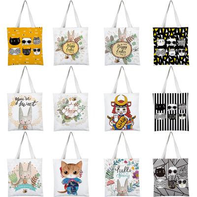 China Portable Rope Handle Cartoon Desgin Purchasing Across The Shoulder Bag Single Cloth Bag Canvas Bag for sale