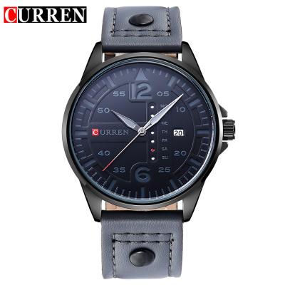 China Hot Sale Fashion Luxury Men's Hand Leather Watch Wholesale Day/Date CURREN 8224 Alibaba curren watch for sale