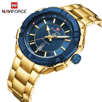 China Naviforce 9176 Auto Calendar Three Date Stainless Steel Quartz Watches Wrist Men 3ATM Waterproof Watch for sale