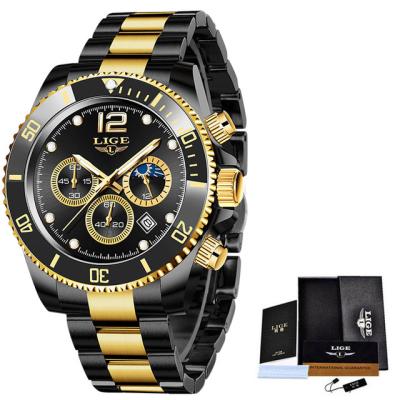 China Auto date LIGE brand quartz top watches with stainless steel strap fashionable new calendar men's time clock waterproof luxury reloj for sale