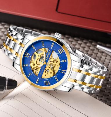 China CHENXI Day/Date 8802 High End Gold Automatic Mechanical Watch For Men Stainless Steel Band Watch Skeleton for sale