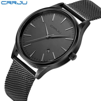 China New CRRJU 2135 Men's Mesh Waterproof Steel Calendar Strap Men's Business Casual Watch Watch for sale