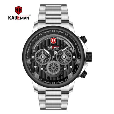 China Automatic Date Brand KADEMAN Top Fashionable Men's Watches Dial Three Eyes Big Six Needles Sports Waterproof 689GS Stainless Steel Fashion Watch for sale