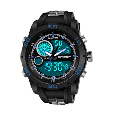 China New SANDA795 day/date waterproof luminous watch for men's outdoor sports led sports watch silicon band for watch for sale