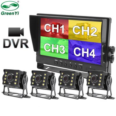 China GreenYi 9 Inch 4CH AHD Car Monitor DVR Recorder Vehicle Truck Night Vision Rear View Camera Support SD Card Recording for sale