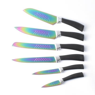 China Viable Hot Selling 6-Piece Non-Stick Coating Kitchen Knife Set Stainless Steel Kitchen Knife Set for sale