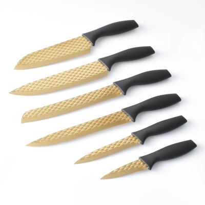 China Sustainable Kitchen Knives Set Stainless Steel 6 Pcs Non-Stick Black Handle Kitchen Knives for sale