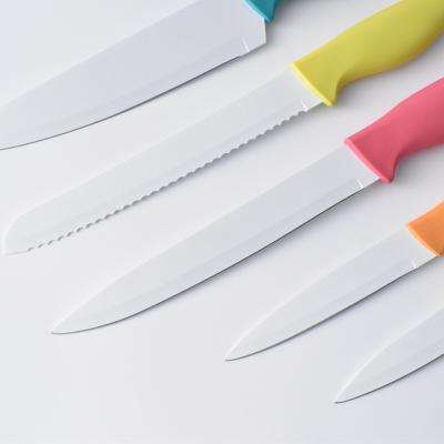 China Sustainable Sale Stainless Steel Kitchen Knives Set Home Hero 5 Pieces Kitchen Knives Set Colored Handles for sale