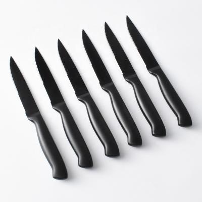 China Sustainable Luxury Kitchenware Gift Box Packing Black Color Plated Steak Knife Set Of 6 for sale