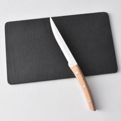 China Amazon Sell Kitchen Beech Wood Handle Viable Hot Steak Knives 4.5 Inch Stainless Steel Serrated Blade for sale