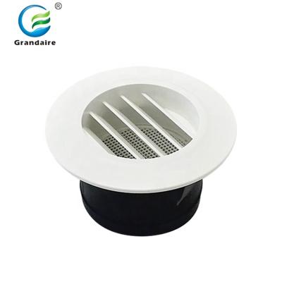 China HVAC Modern Plastic Round White Canopy Grill Outlet Vent Grill Cover With Insect Fly Screen Mesh For Bathroom Exhaust Ventilation for sale