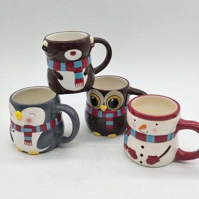 China Sustainable Factory Direct Customize 3D Christmas Snowman Mug Ceramic Coffee Mugs for sale