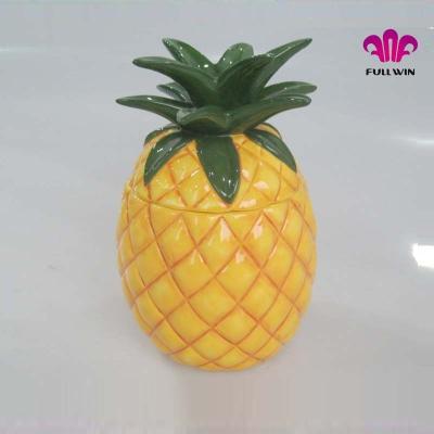 China Sustainable Yellow Ceramic Pineapple Pot Ceramic Pineapple Candy Jar Reasonable Prices Wholesale for sale