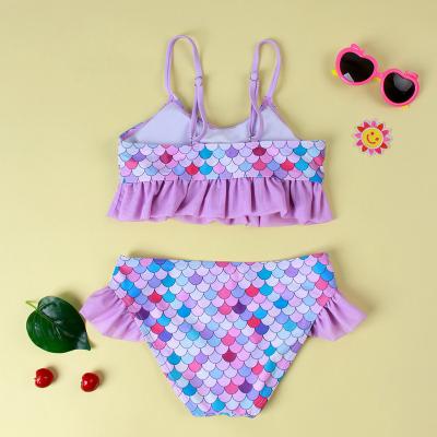 China Hot Sale 2pcs Baby Clothes Set Baby Kids Summer Fish Scale Bikini Set Removable Padded Swimwear Bathing Suit Swimwear for sale