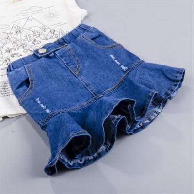 China Breathable RTS Plus Size Skirts Mix Wholesale Short Skirt Ruffled Pleated Kids Girls Denim Skirt Baby for sale