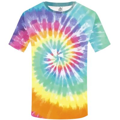 China 2020 New Arrival Anti-shrink Wholesale Cotton Rainbow Tie Dye Custom T-shirt for sale