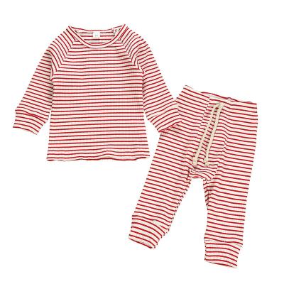 China Autumn newborn_baby_clothes rib fabric breathable long sleeve pants with string babies boy clothing sets RTS loq MOQ for sale