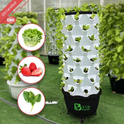 China Vegetable Vertical Tower Garden 65L 8 Layer 64 Holes Indoor Hydroponics Growing System with PP Water Tank and Net Pots for sale