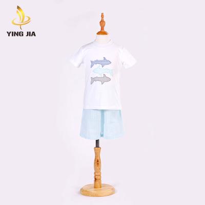 China Cotton Organic Plain Short Sleeve Baby Boy Baptism Outfit Toddler Clothes White Dressing Sets for sale