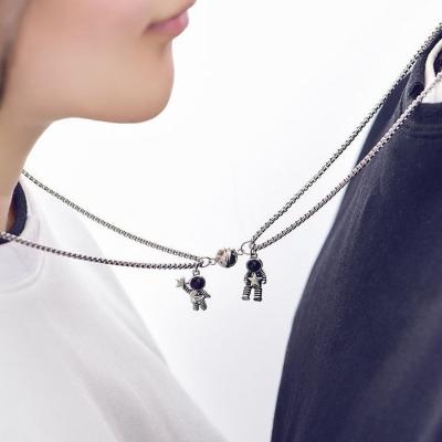 China Cute Astronaut Cartoon Couple Valentine's Day Stainless Steel Fashion Gift Necklace for sale