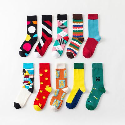 China Fashion Antibacterial Fresh Winter Men's Socks Autumn Cotton Hipster Cartoon Crew Happy Socks for sale