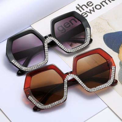 China 2021 fashion sunglasses hot style diamond-studded sunglasses, exaggerated octagonal sunglasses in g of Europe and America, fashionable and fashionable for sale