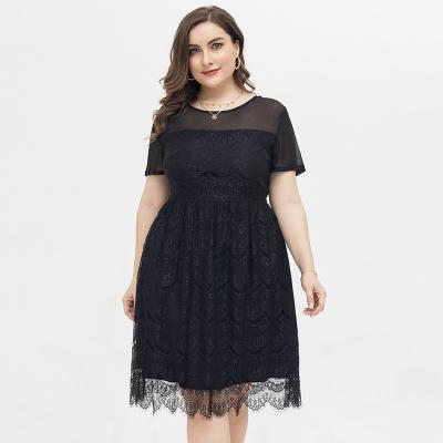 China Doubledudu Viable Summer Plus Size Women's Short Sleeve Ladies Dress Evening Wedding Bridesmaid Lace Dress for sale