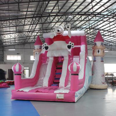 China Popular inflatable slide famous cartoon inflatable bouncy slide giant inflatable Polar bear cartoon model slide for kids for sale