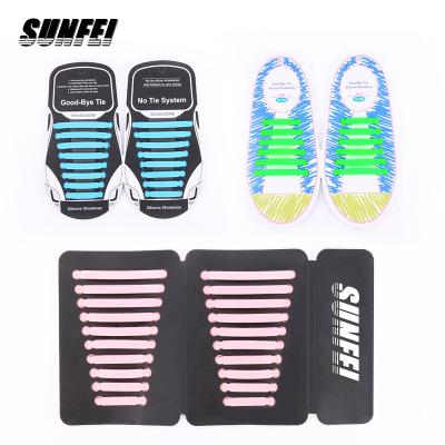 China Custom elastic sunfei 10+10 shoe silicone shoe laces running shoe laces silicone running exam laces no tie laces system for sale