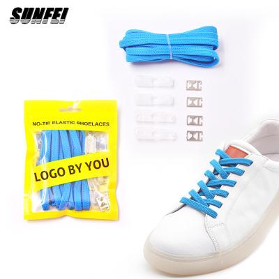 China SunFei round no tie flat laces no tie shoe lace elastic nylon laces sets custom elastic lacesspandex laces for sale