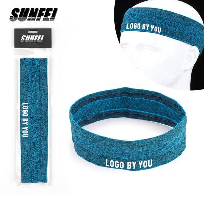 China Sunfei Wicking Head Band Custom Wide Sweatbands Elastic For Yoga Gym Elastic Non-slip Sweatbands Fitness Running Headband for sale