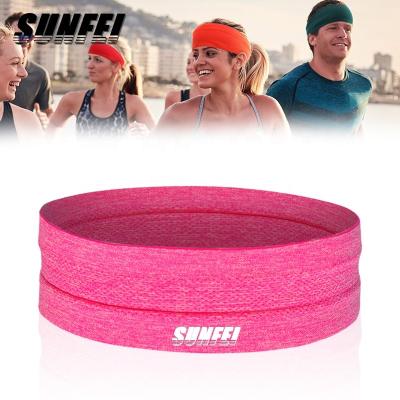 China Sunfei Sweatband Headband Yoga Sports Custom Logo Headbands Anti-skid Fashion Women Anti-skid Wicking Turban Head Wrap Band for sale