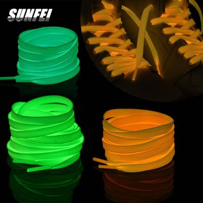 China Round sunfei luminous flat laces glow in the dark colorful fluorescent light lace up sneakers lace children kids party gift for sale