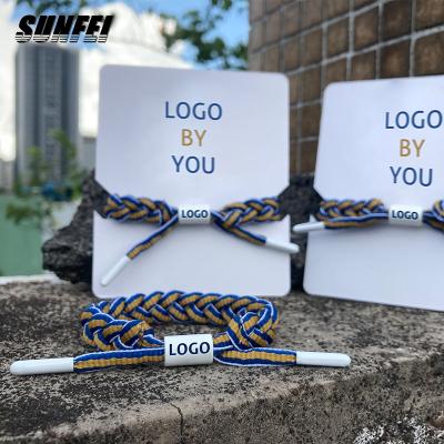 China Sunfei Printed Basketball Braided Lace Wristbands Set Logo Printed Lace Wristband Customized Logo Man Fashion Sports Wristband DIY for sale