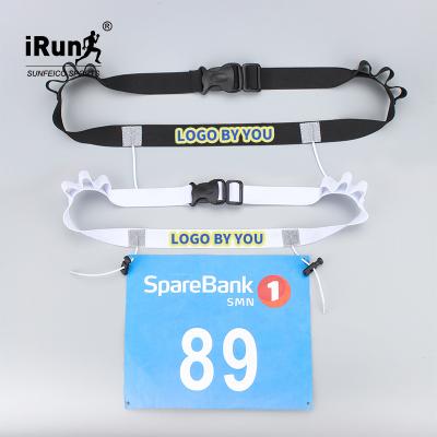 China Custom Print Logo SunFei Sport Marathon Runners Belt Night Number Running Triathlon Bib Running Strap Elastic Adjustable Waistband Elastic for sale