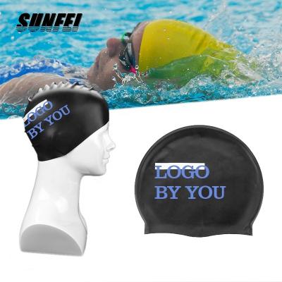 China National Printed Swimming Cap Sunfei Bath Caps Cool Designs Silicone Kids Swimming Caps Custom Logo Brand Logo Printed Swimming Caps For Black Women for sale