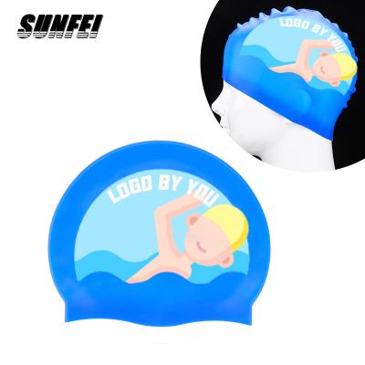 China Custom Animal Printed Swim Cap Sunfei Printing Logo Bath Covers Lycra Comfortable Bathing Cool Swim Caps For Women Shower Caps Swimming Color for sale