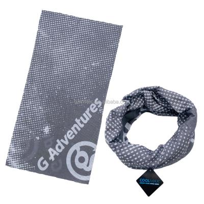 China 100% custom logo tube bandana seamless elastic coolmax sweat absorb cooling fishing running reusable face mask tube scarf for sale