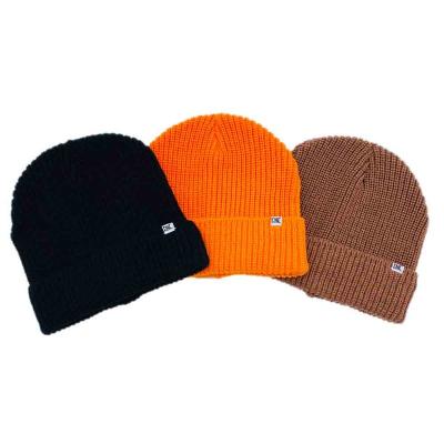 China JOINT Hot Sale 100% Acrylic Simple Colorful Custom Knitted Ribbed Winter Hat Beanies With Cuff for sale