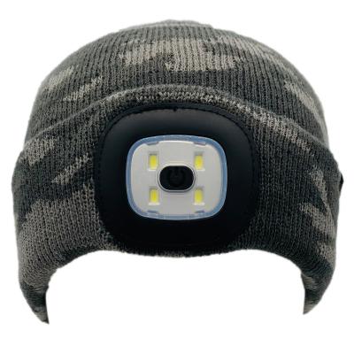 China JOINT Wholesale Custom Winter Acrylic Knit Peach LED Wild Skull Cap for sale